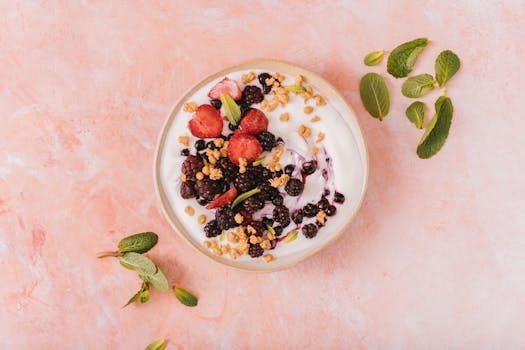 bowl of yogurt with berries